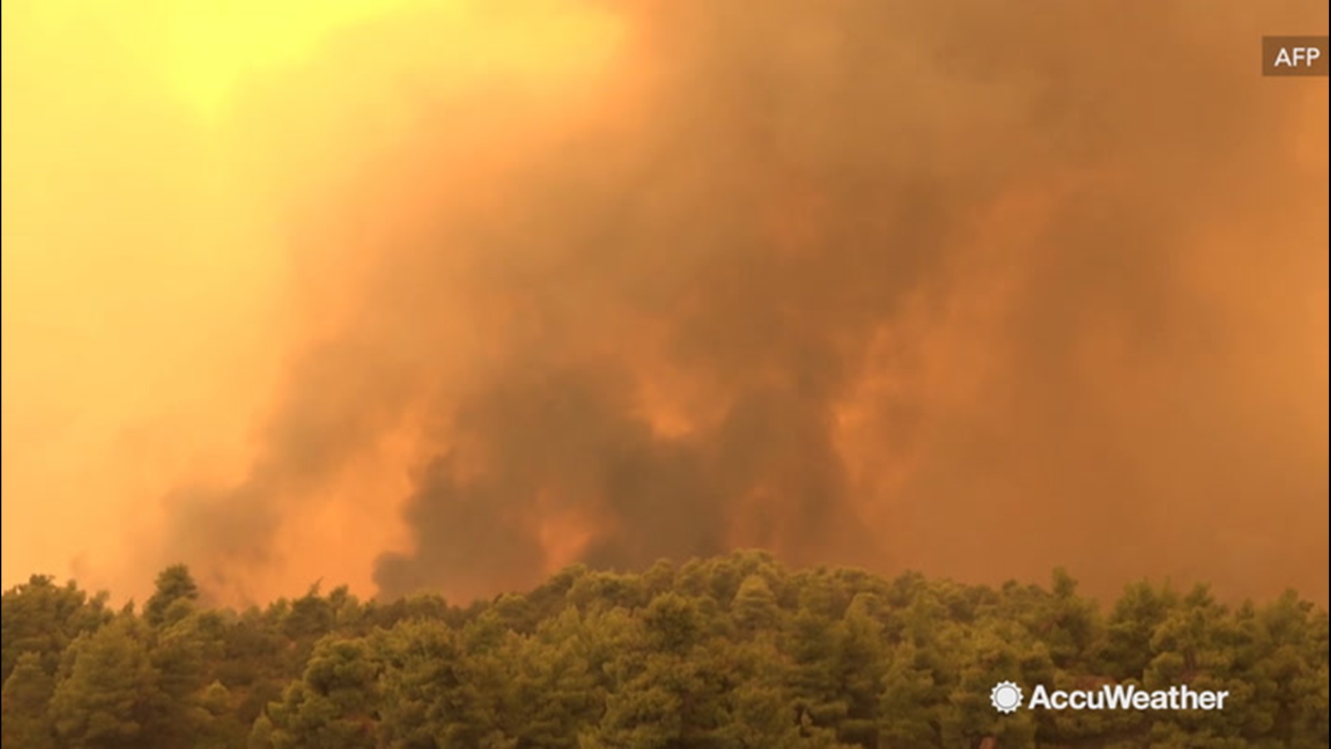 Hundreds of people have evacuated as a wildfire raging on the Greek island of Evia continues to burn. The island's rugged terrain, combined with limited visibility and smoke, are making conditions tough for those battling the blaze. In some spots, the flames reportedly reached as high as 98 feet.
