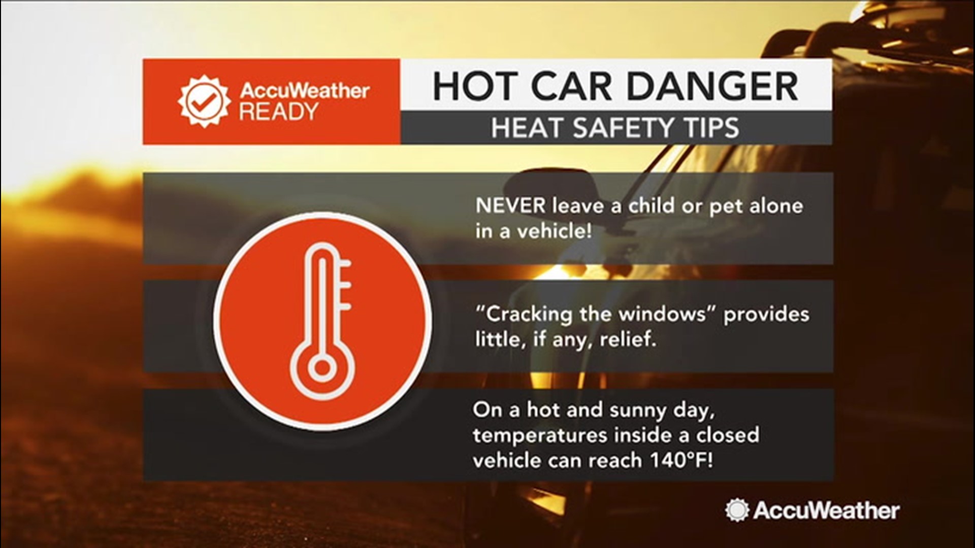 As temperatures begins to heat up so do the interiors of vehicles. AccuWeather''s Kena Vernon shares some tips on how to keep young children from being left in hot cars.