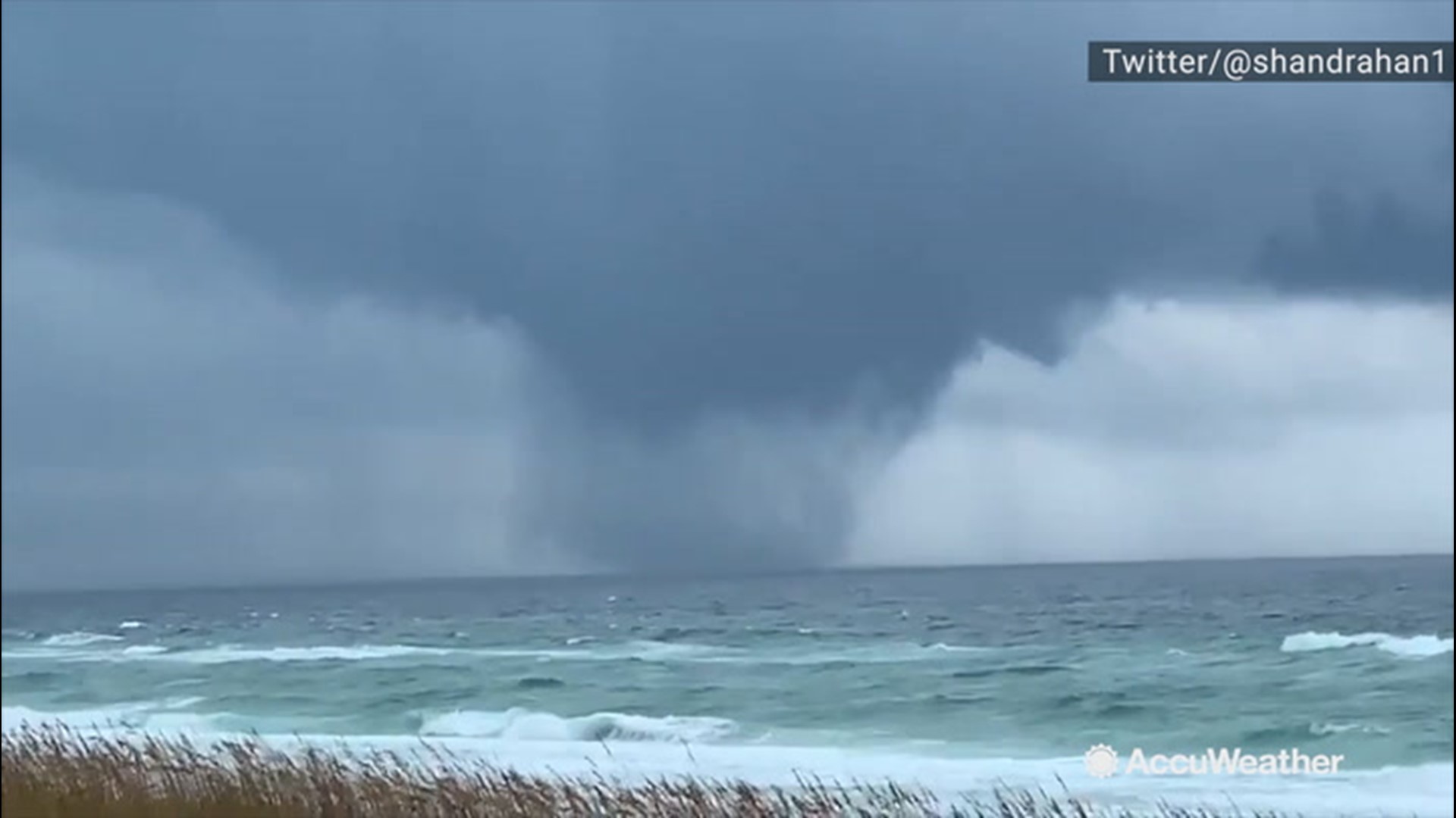 On Oct. 30, a gigantic waterspout was spotted just off the shore of Pensacola Beach, Florida, that created violent surf for the nearby beach.