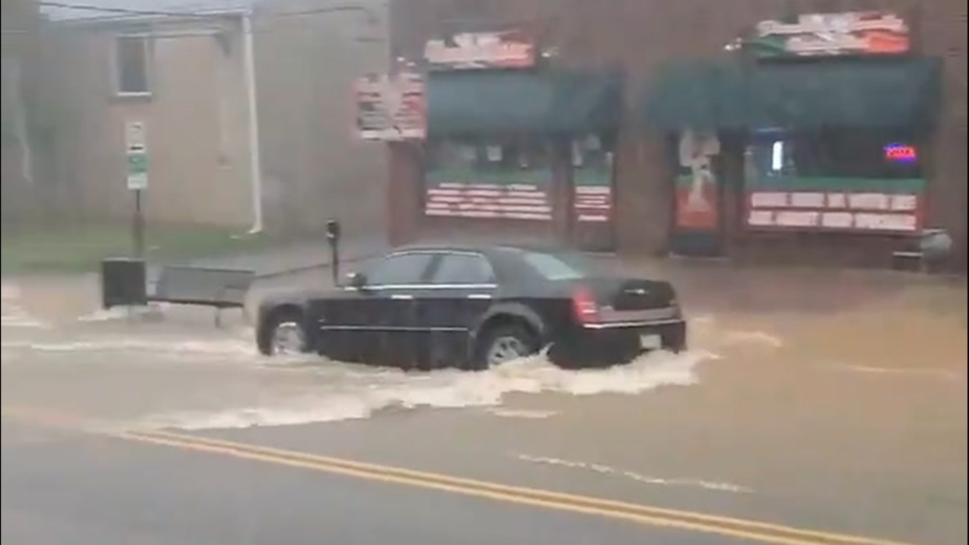 As Isaias trekked up the east coast drenching rain flooded streets in Bridgeport, Pennsylvania, on Aug. 4.