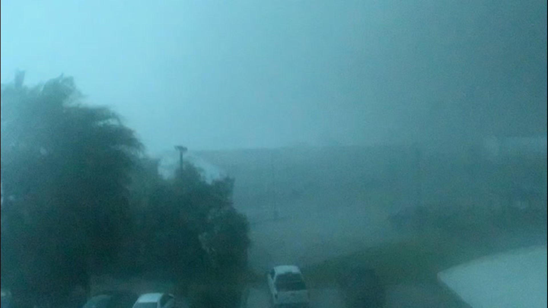 AccuWeather's Bill Wadell recorded from inside a hotel as Hurricane Laura lashed Sulphur, Louisiana, on Aug. 27. The storm's strong winds knocked the power out, while heavy wind and rain caused windows and doors to leak.
