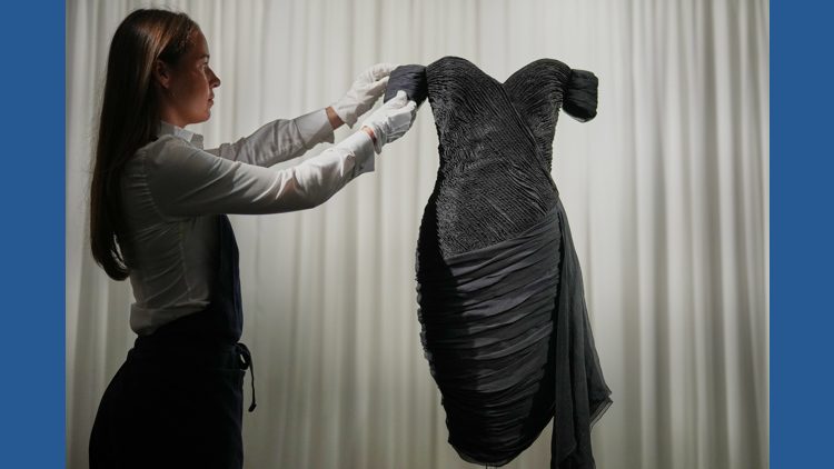 Back in black: Princess Diana's 'revenge dress' goes on show ahead of Sotheby's auction