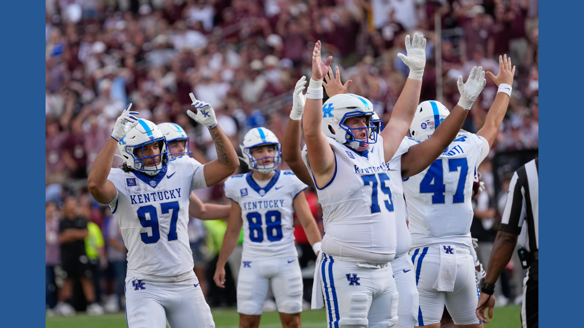 Kentucky stuns No. 9 Texas A&M 31-21 in coach Will Stein's first road game  | kvue.com