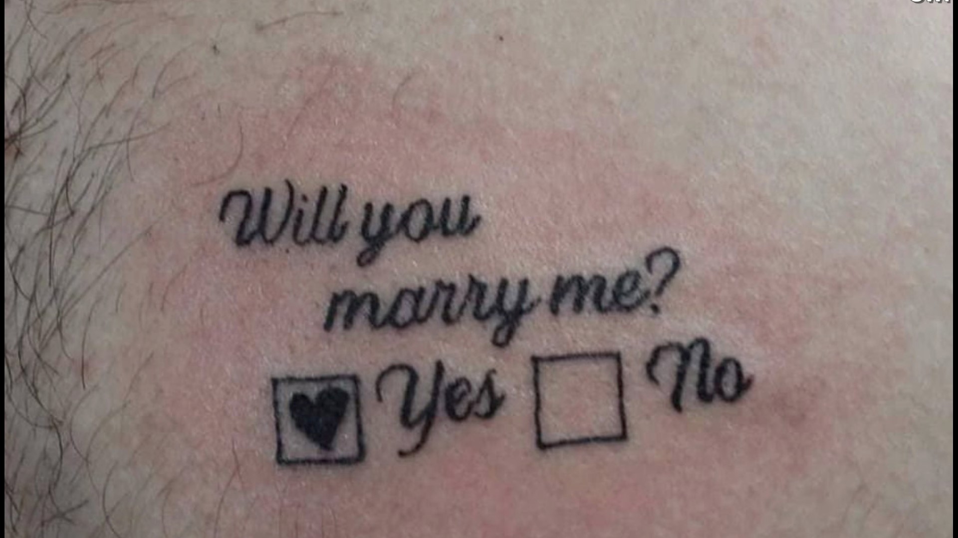 This Man Proposed By Tattooing A Check Yes Or No Box Over His Heart Kvue Com