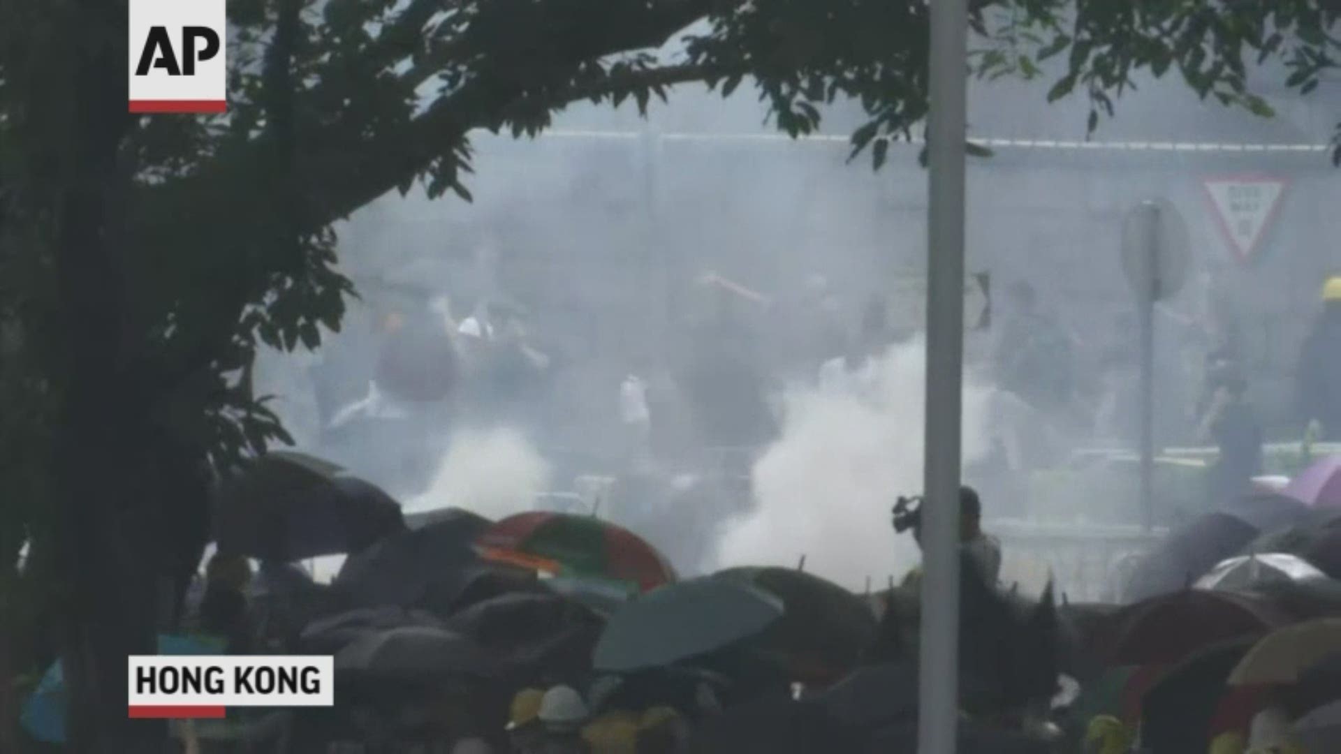 Hong Kong police used tear gas against protesters who oppose a contentious extradition bill. (AP)