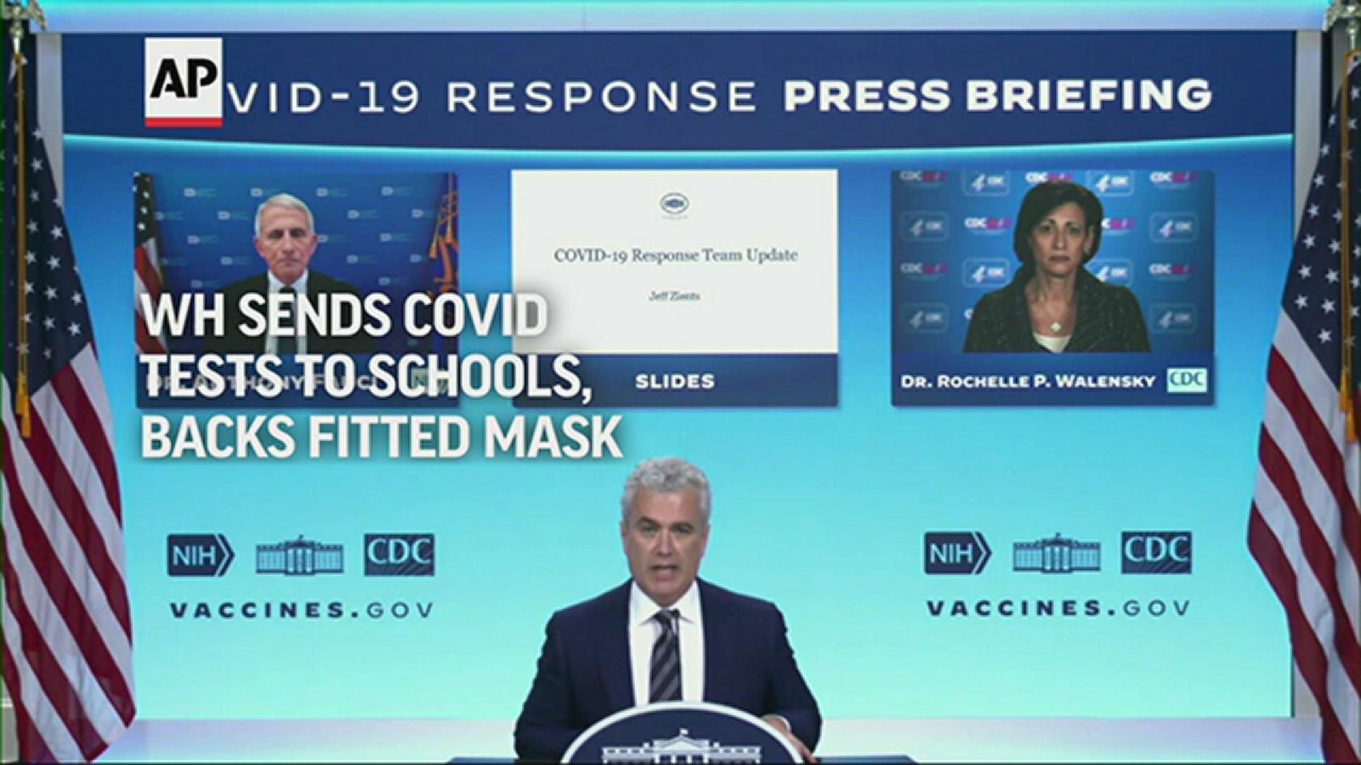 The White House said it is making a dedicated stream of 5 million rapid tests and 5 million lab-based PCR tests available to schools starting this month.