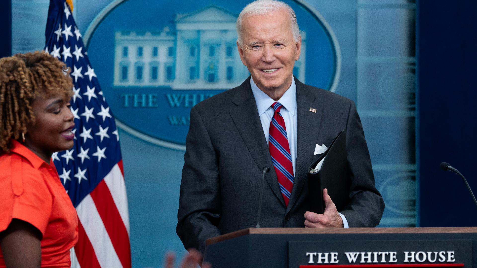 During a surprise appearance in the White House briefing room Friday, President Joe Biden expressed concerns the 2024 election may not be peaceful.