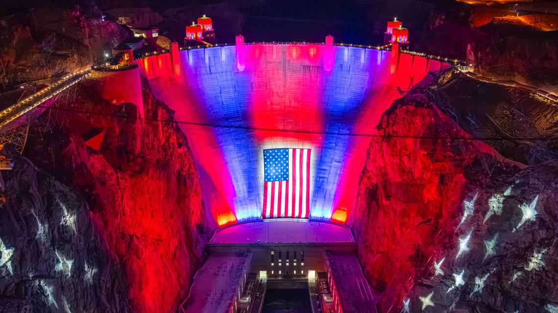 Massive 300-foot U. S. flag draped over Hoover Dam for America's 250th anniversary