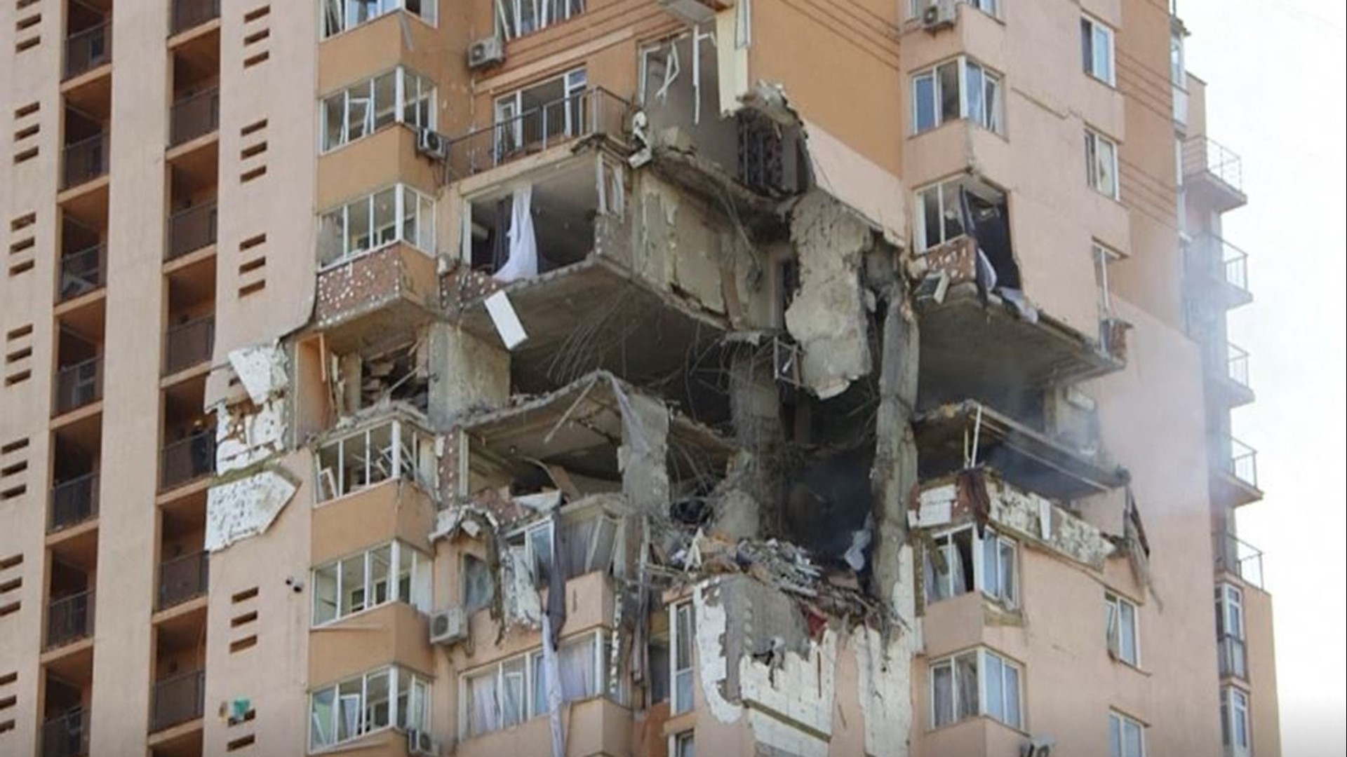The mayor of Kyiv said a missile hit an apartment building near the airport Saturday. No casualties were immediately reported.