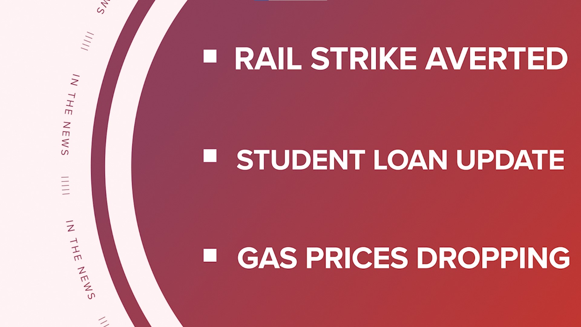 A look back some of the headlines you might have missed including a rail strike averted, student loan debt program on hold and gas prices dropping.