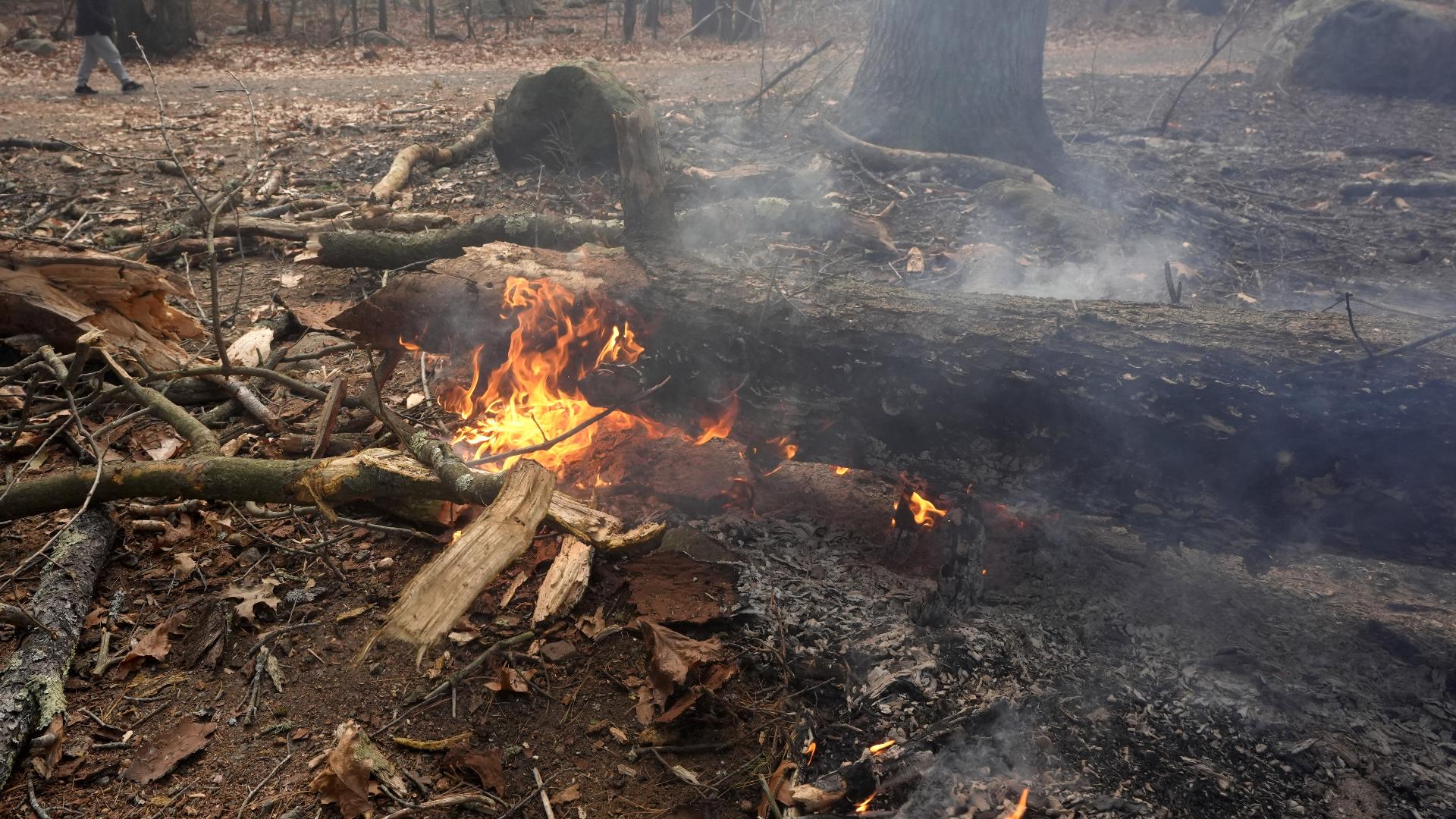 Drought conditions are helping fuel fires burning in New York and New Jersey. Meanwhile, in California, a wildfire has burned more than 20,000 acres.