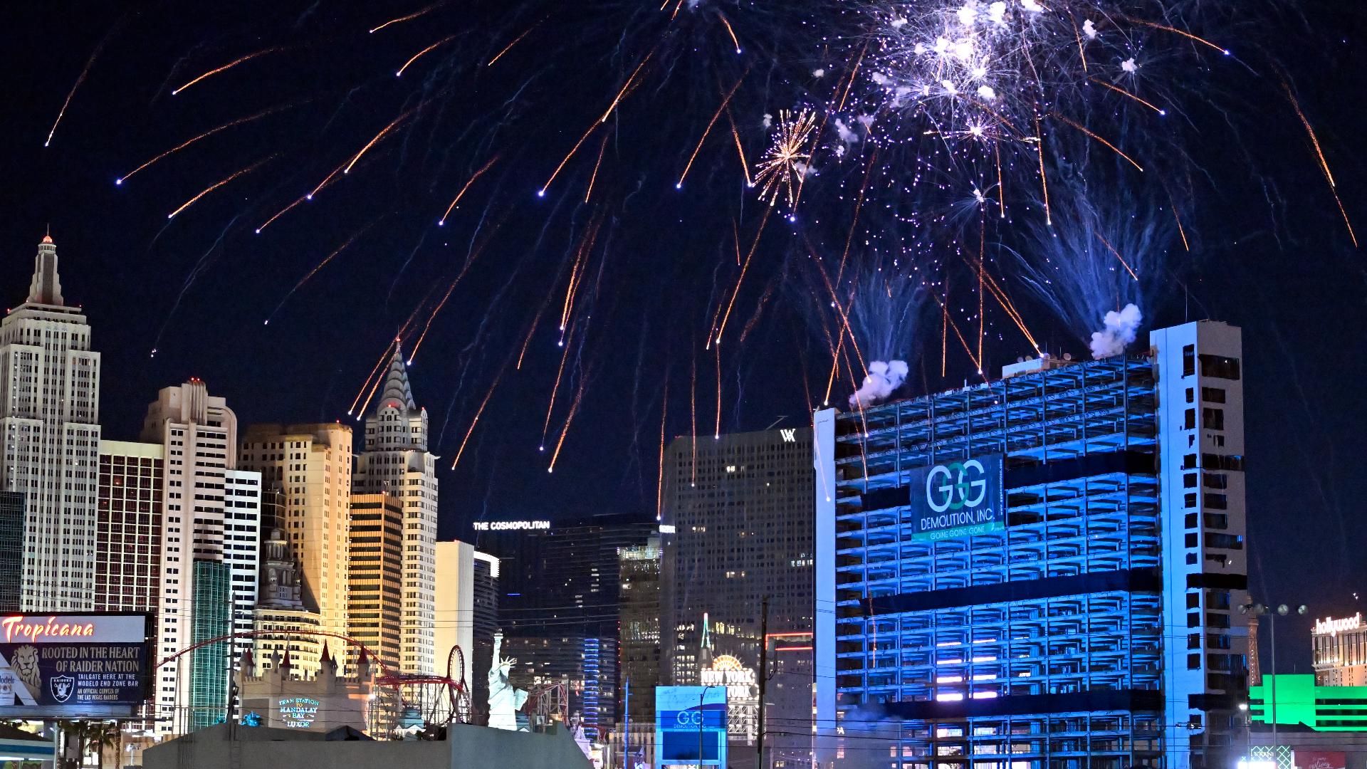 A Las Vegas casino is no longer standing after a planned implosion. And in typical Vegas style, the implosion was a spectacle, complete with music and fireworks.