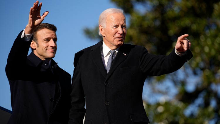 Biden, Macron vow unity against Russia, discuss trade row