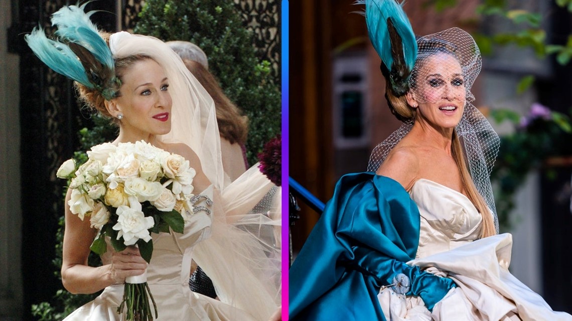 Sarah Jessica Parker Steps Out in Carrie Bradshaw's Unforgettable Wedding  Dress for 'And Just Like That' | kvue.com