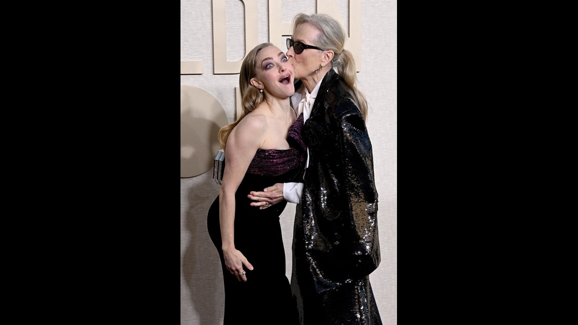 Meryl Streep Reunited With Amanda Seyfried and Emily Blunt at the 2024 Golden  Globes | kvue.com