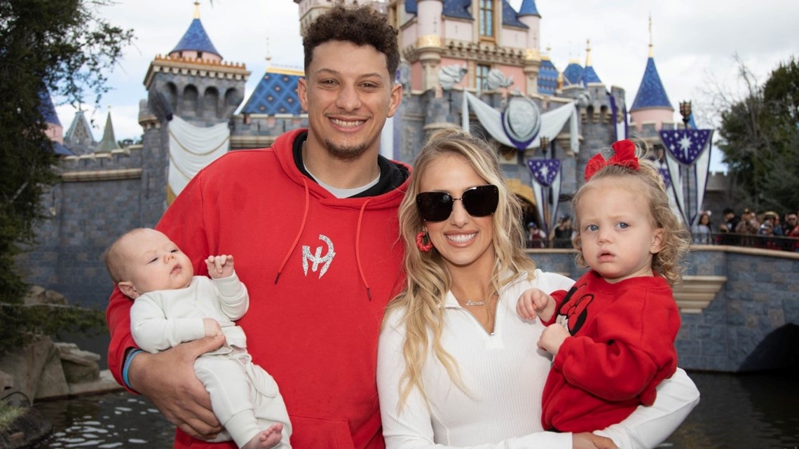 Patrick Mahomes Kisses Wife Brittany and Daughter Sterling Skye