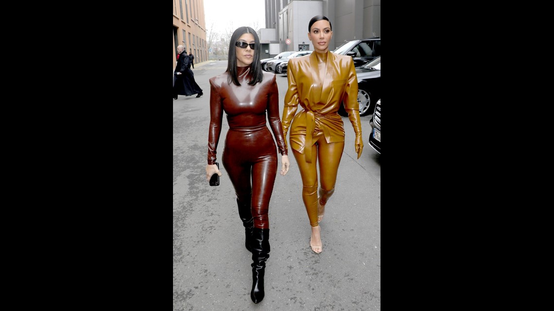 Kim Kardashian wears latex to Kanye West's Sunday Service in Paris