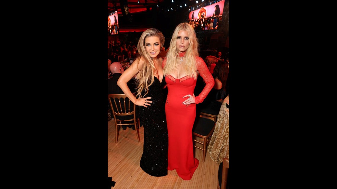 Jessica Simpson Wears Red Hot Dress to Grammys Party