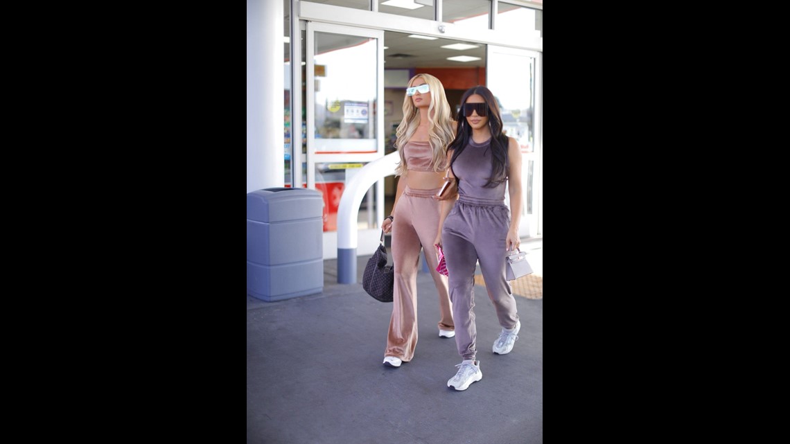 Kim Kardashian & Paris Hilton Reunite In Velour Track Suits From SKIMS Line  – Hollywood Life