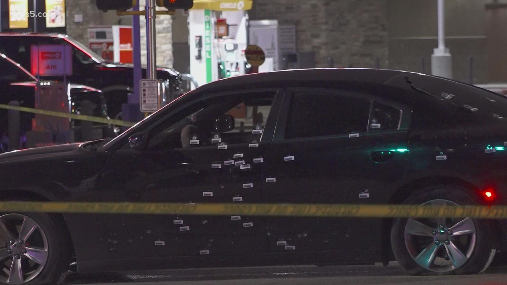 A deputy found the vehicle in the middle of the intersection of Foster Road and Binz-Engleman Road with multiple bullet holes. The victims are in stable condition.