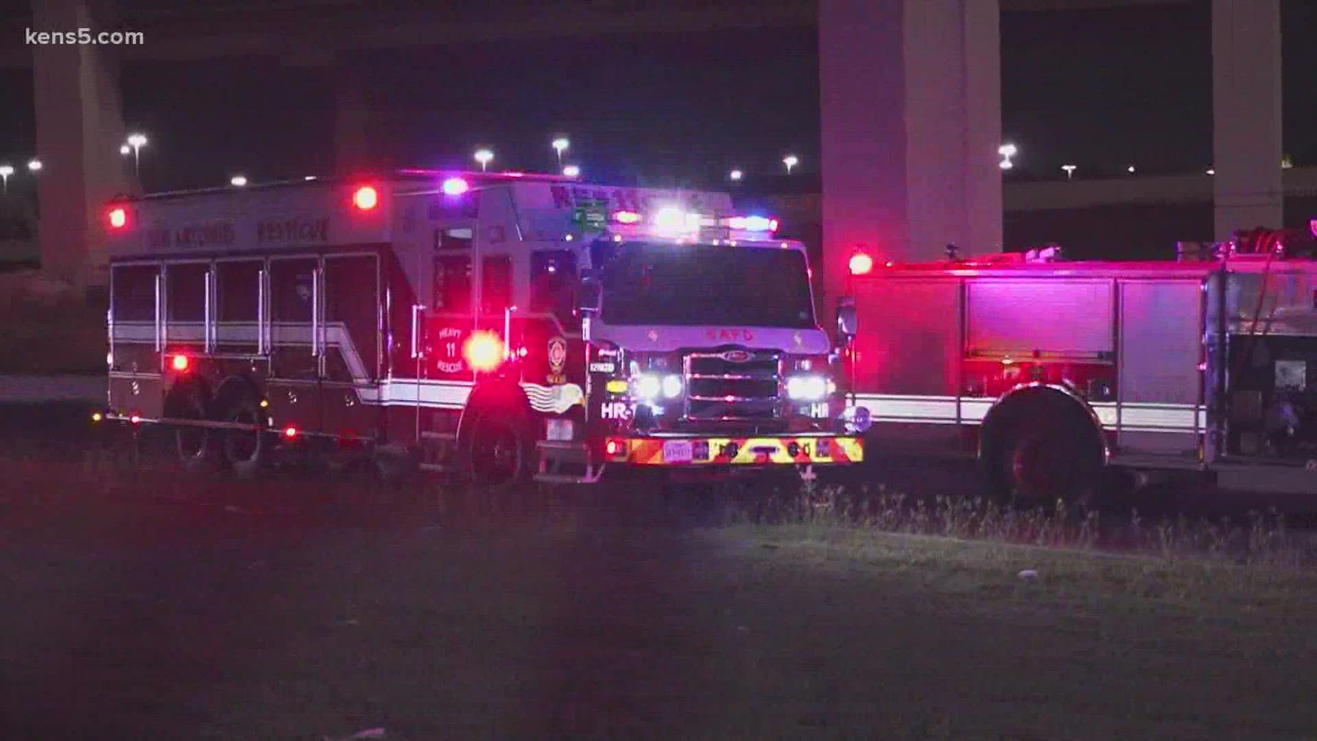 The accident happened around 1:30 p.m. on SW Loop 410. Officials say the driver slammed into a highway post and barrier.