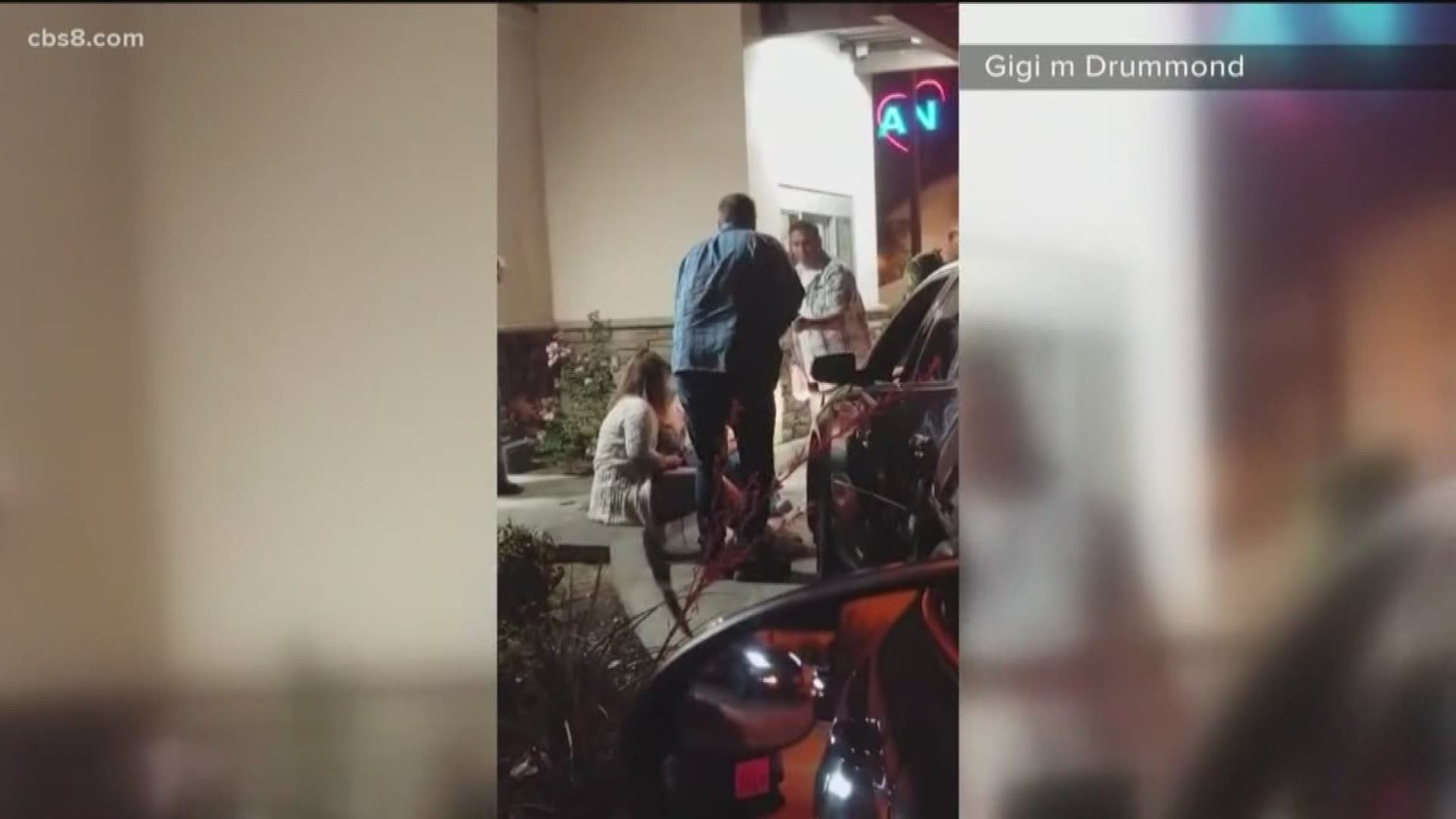 A Temecula resident captured a fight between two couples in the drive-thru of a Popeyes restaurant on camera Saturday night.