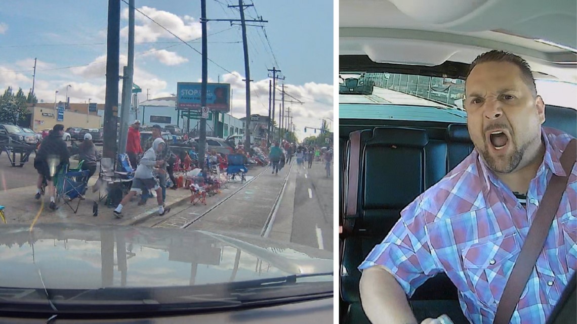 Dash cam video Man drives through Portland Grand Floral Parade