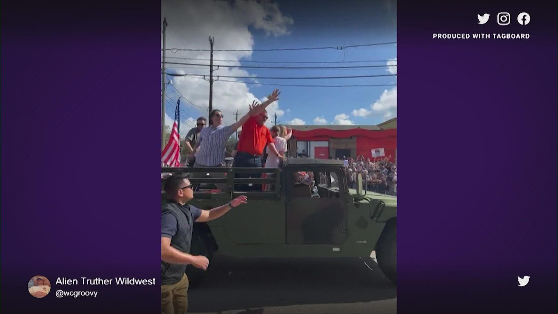 A man was arrested during the Astros World Series parade for throwing a beer can at Sen. Ted Cruz as he passed by on Smith Street, Houston police said.