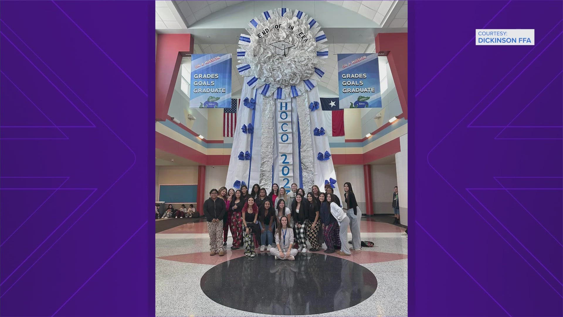 Homecoming is this weekend for Dickinson High School, and the students and staff are going all out, including this 28-foot tall mum!