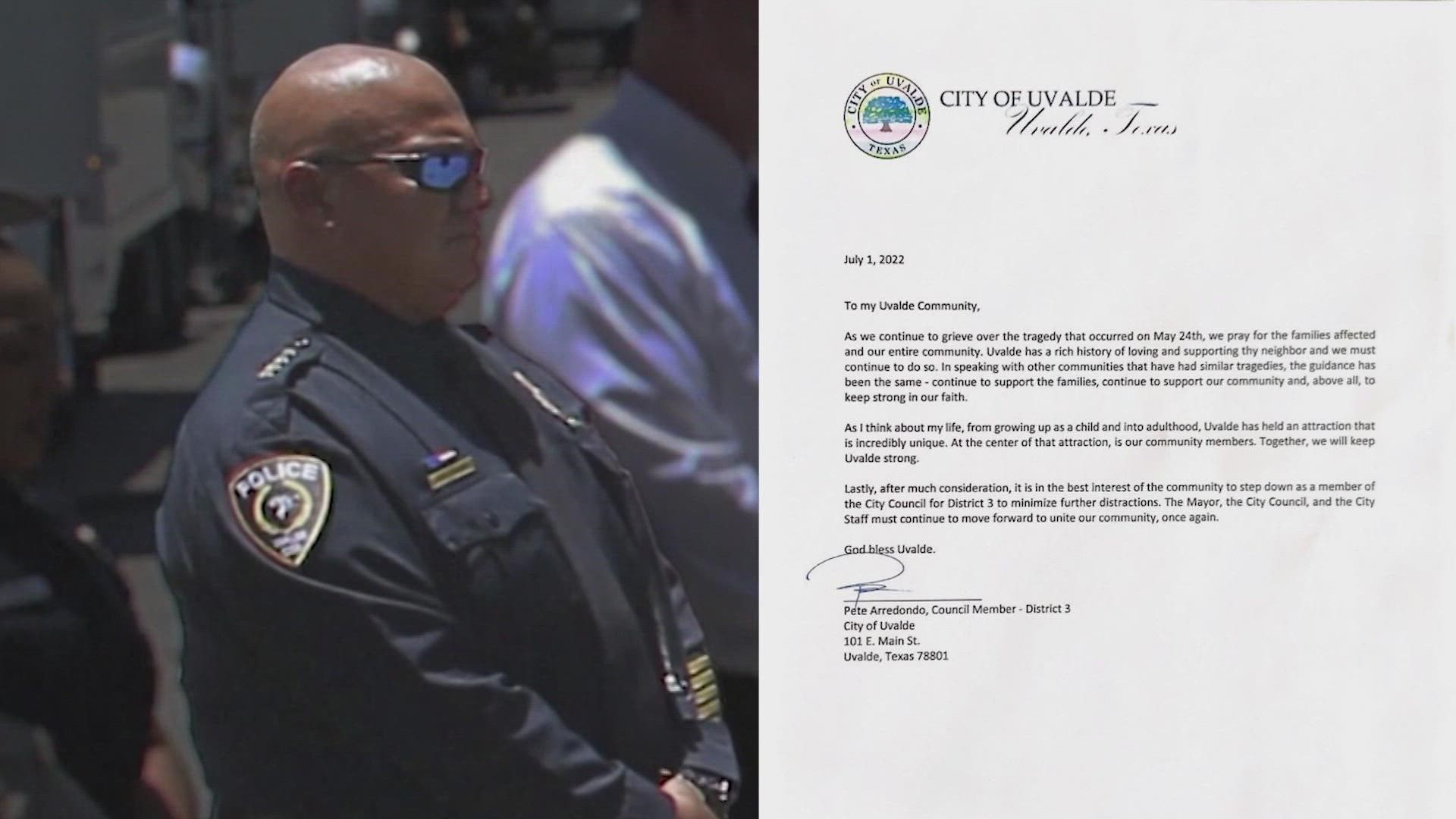 Arredondo's resignation comes following calls for him to step down amid questions on his response to the Robb Elementary School shooting.