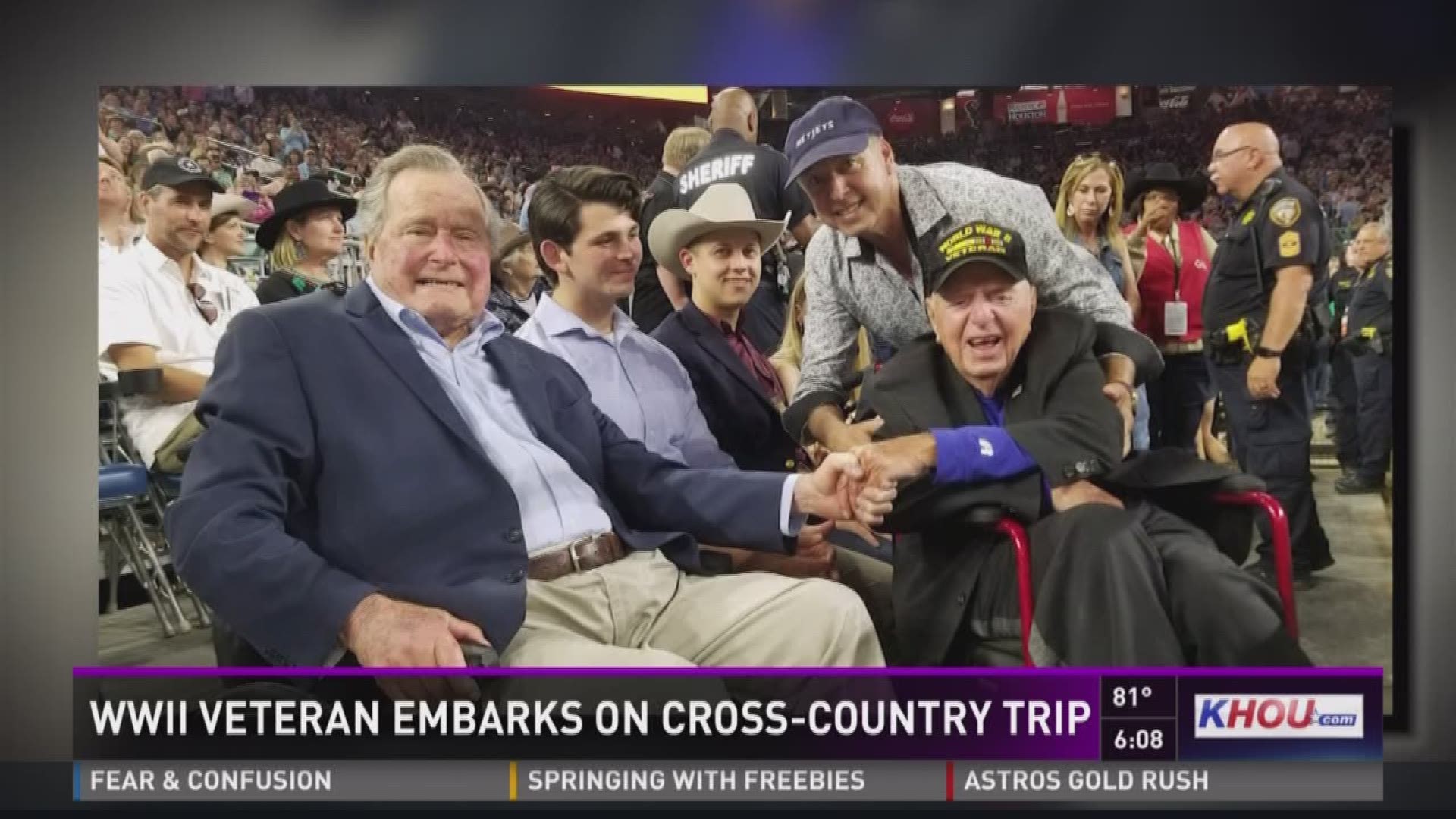 A WWII veteran has embarked on a cross-country trip to visit people in all 50 states in one year and end it on the steps of the White House on his 100th birthday.