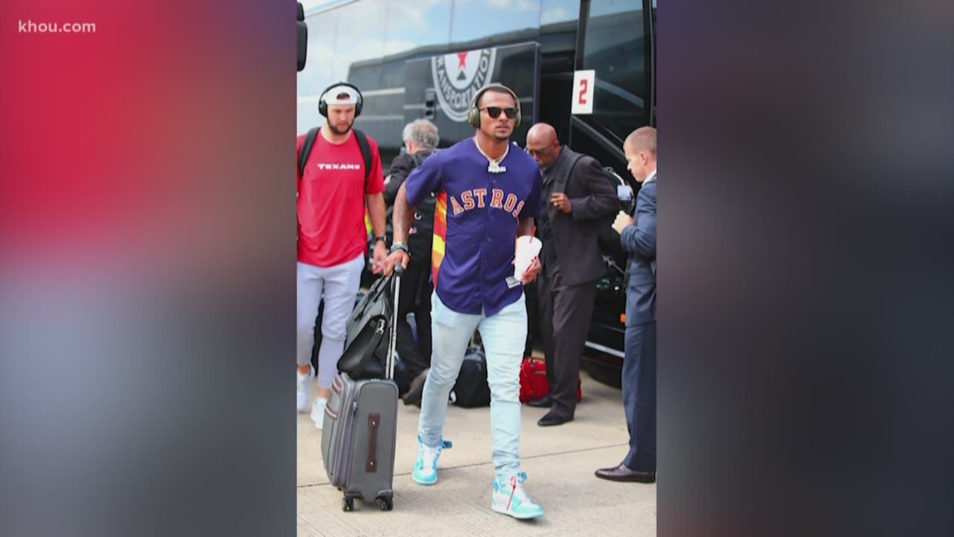 The Houston Texans sported Astros gear before the team took on the Yankees in Game 6 of the ALCS.