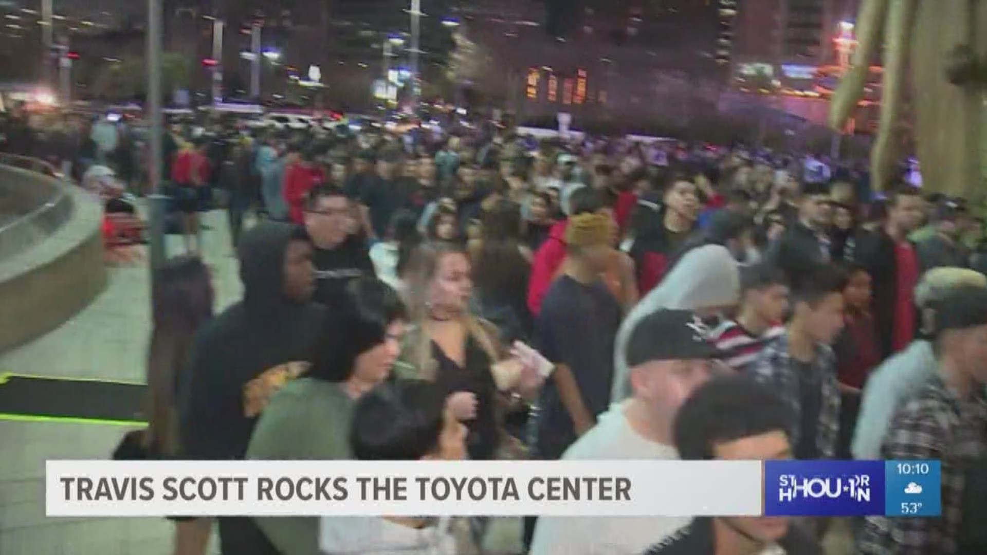 Travis Scott fans stood in line for almost 10 hours to see the rapper perform at his sold out show at the Toyota Center. This is Scott's second leg of his Astroworld tour.