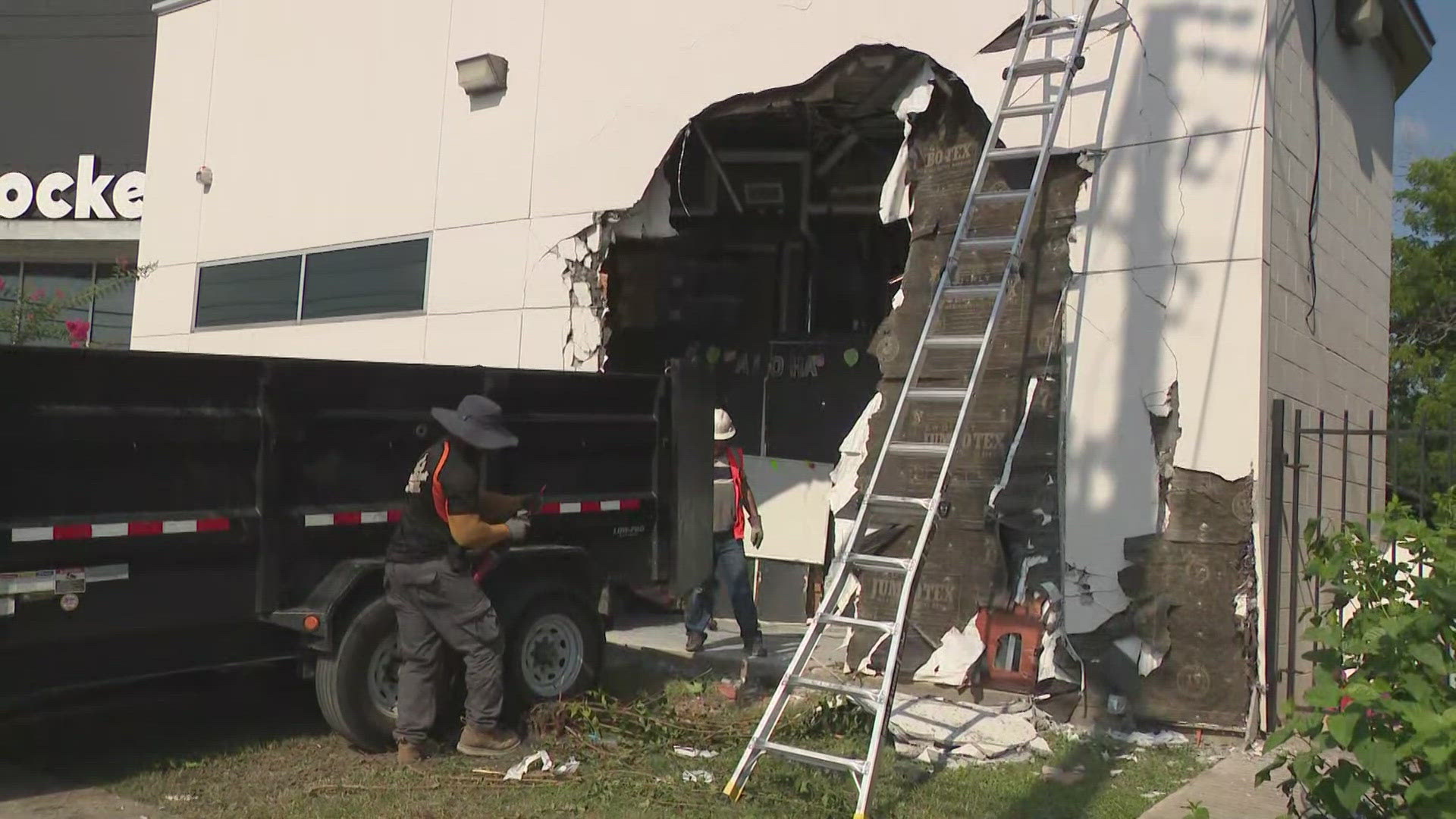 The thieves tried to get in on the other side of the store on Old Spanish Trail near 288. When that didn't work, they crashed the truck into it over and over again.