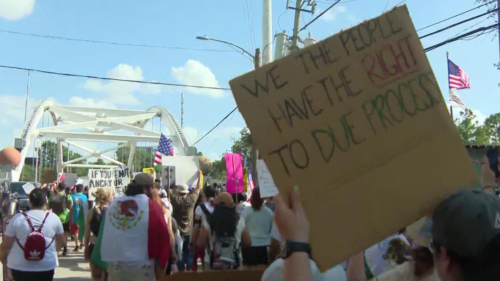 Hundreds of people in Houston peacefully protested, calling for an end to deportations and for ICE to be abolished. A similar protest played out in San Antonio.