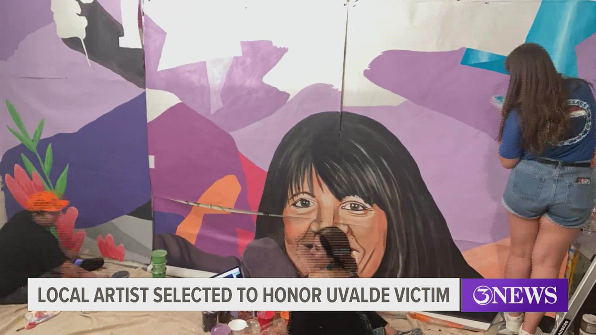Sandra Gonzalez has painted murals on several Corpus Christi buildings. Her most recent work is honoring Uvalde teacher Eva Mireles with a vibrant mural.