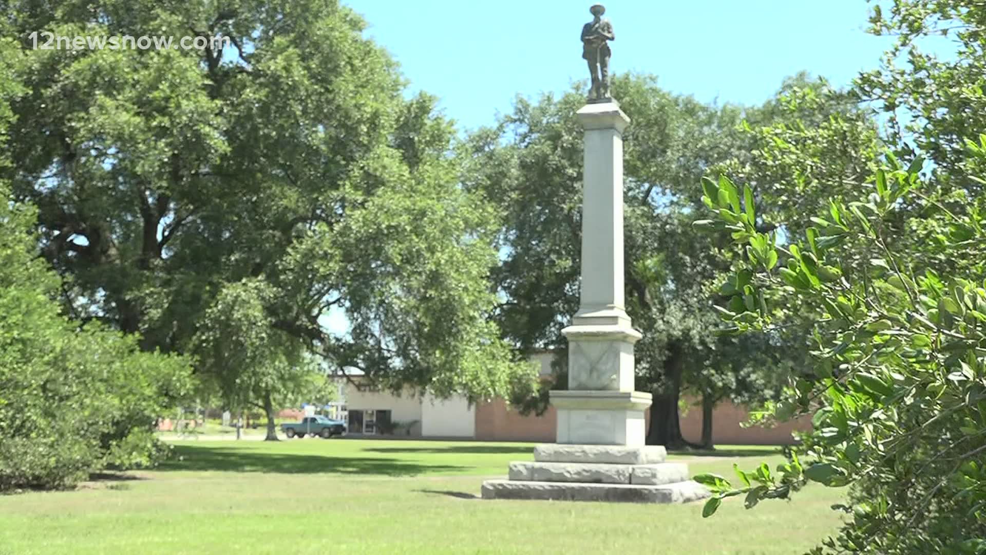 The statue was removed from Wiess Park.