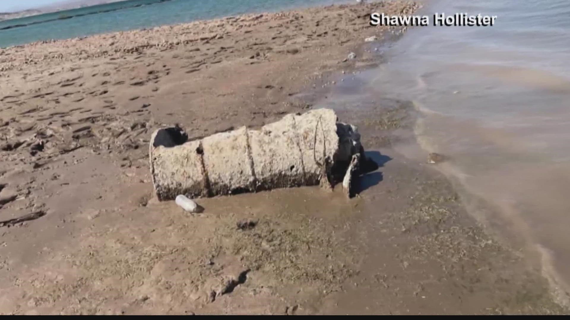 Las Vegas police believe a body found inside a barrel in the newly exposed bottom of Lake Mead was that of a man who had been shot.