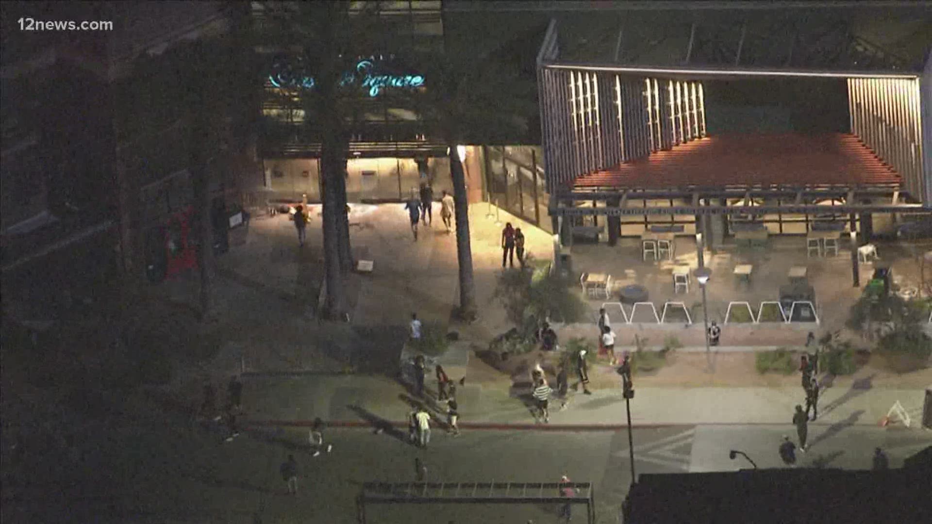 Looting was seen at Scottsdale Fashion Center during protests on Saturday night. Sky 12 was over the scene.