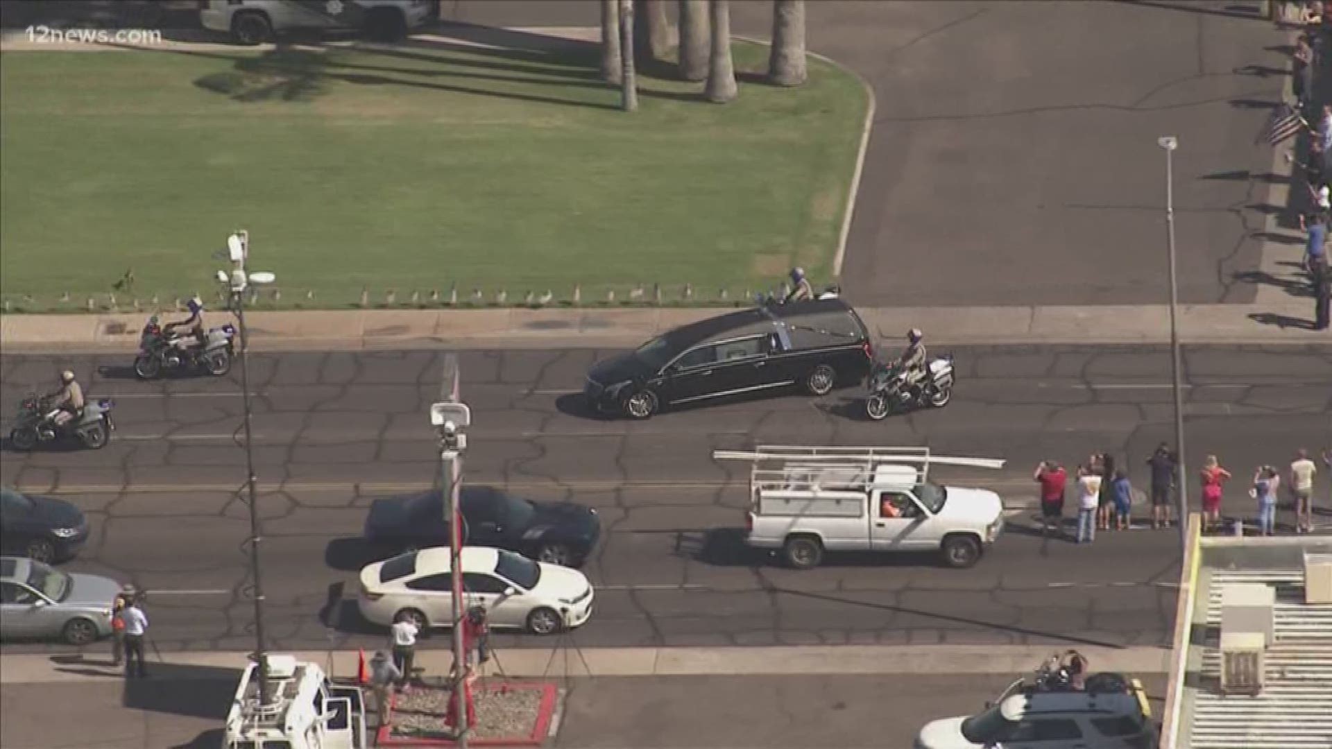 There will be rolling closures as the motorcade makes it way down to the Arizona State Capitol.