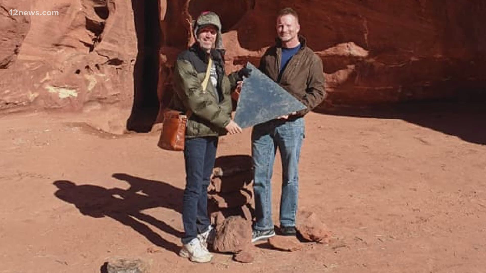 A Utah DPS helicopter crew spotted a metal monolith standing out in the middle of nowhere. Two friends from Flagstaff went to find it, only to discover it's missing.