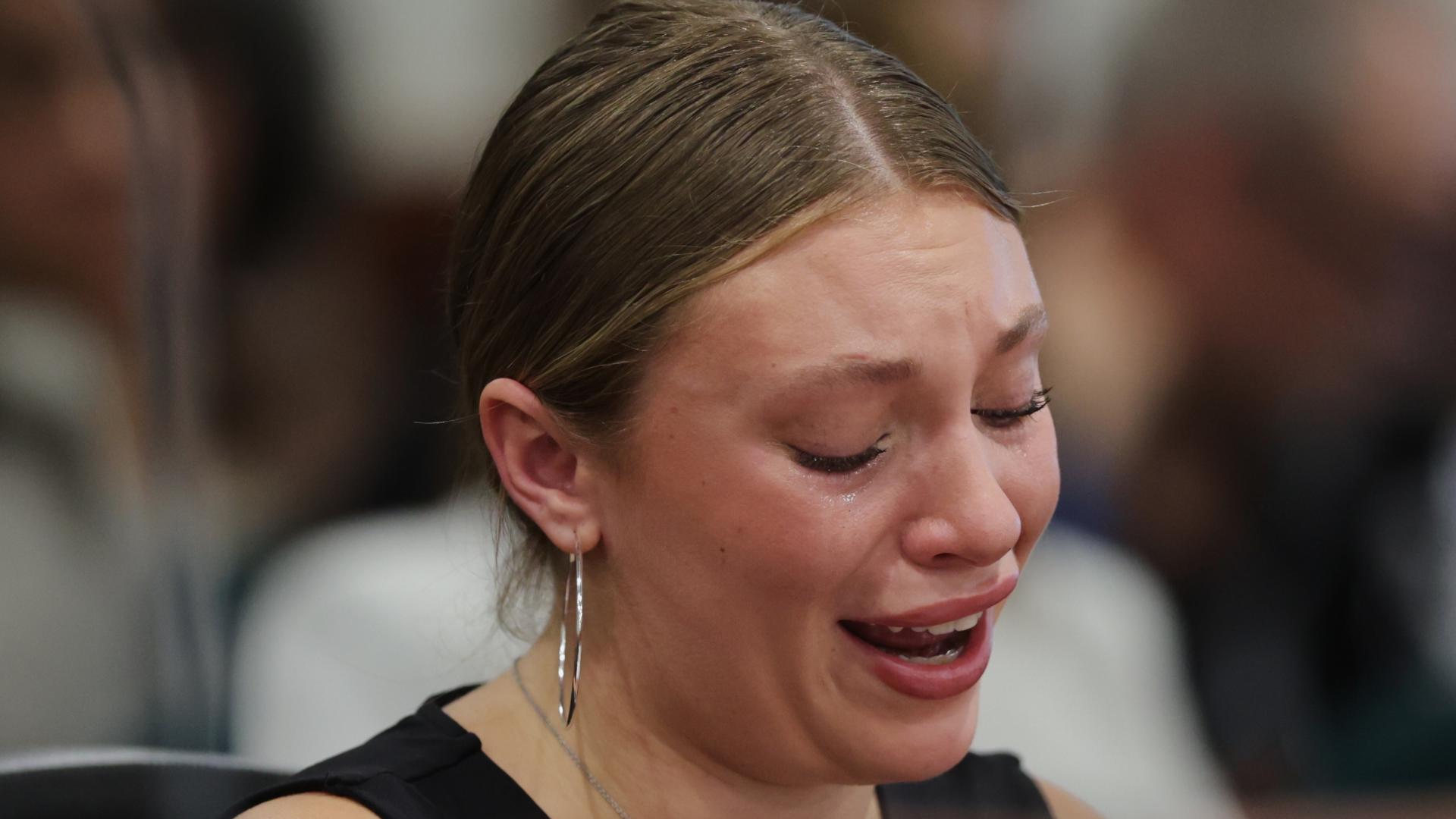 Dylan Mortensen continually had to choke back tears while reading her victim impact statement. 