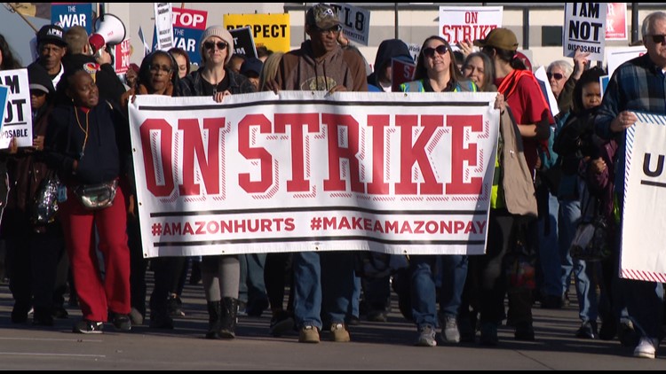 'We are not robots' | Amazon workers in St. Peters join international picket on Black Friday