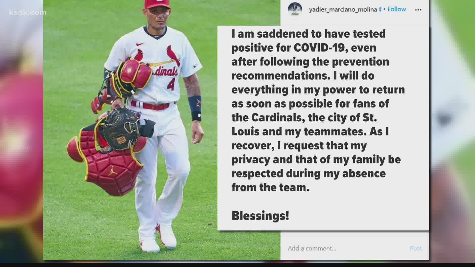 Yadier Molina and Paul DeJong are among those who tested positive for COVID-19.