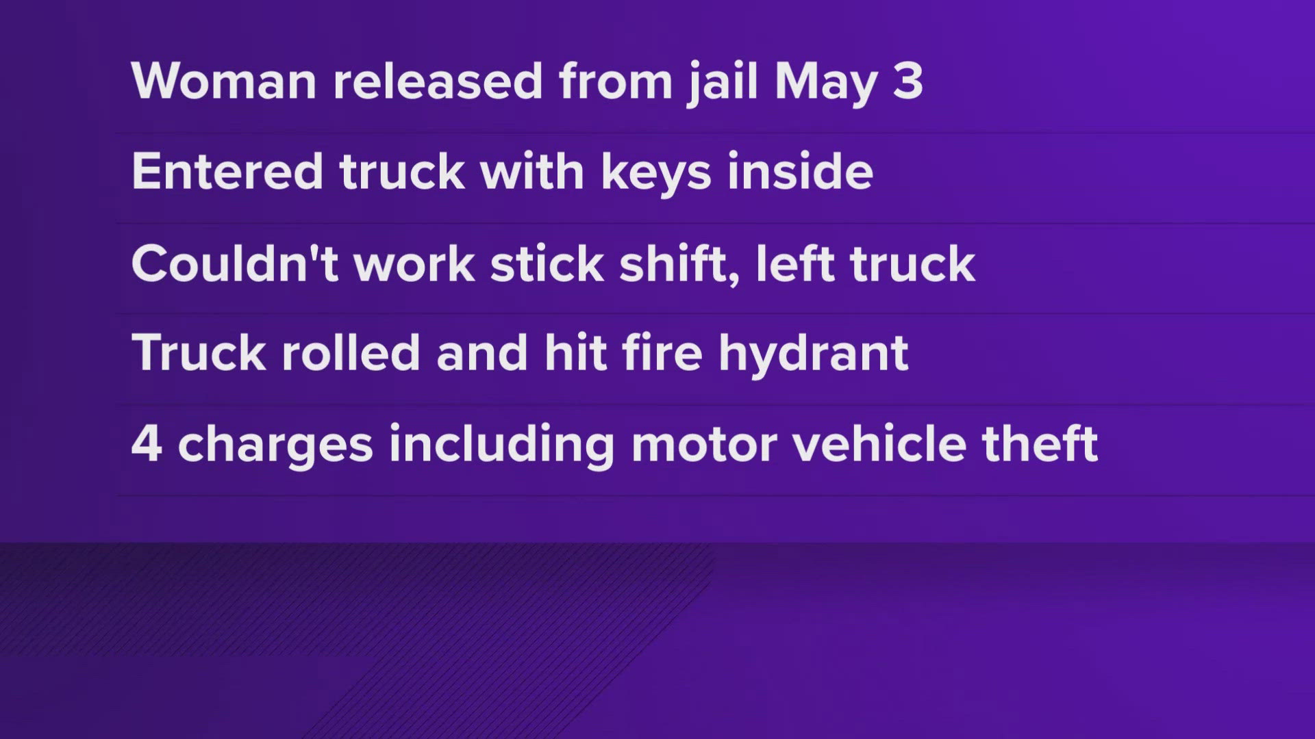 A Boulder, Colorado woman’s attempt to steal a pickup truck was thwarted by manual transmission. She did not know how to drive a stick shift.