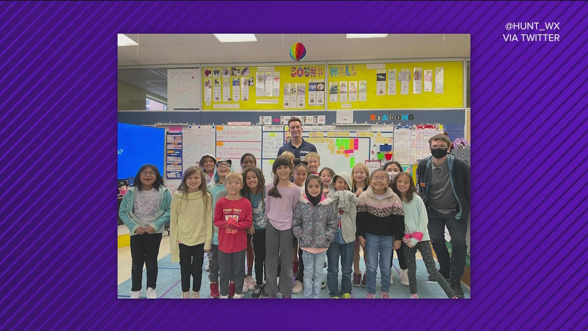 KVUE Chief Meteorologist Hunter Williams visited Ms. Borton's class at Blanton Elementary School on Tuesday.