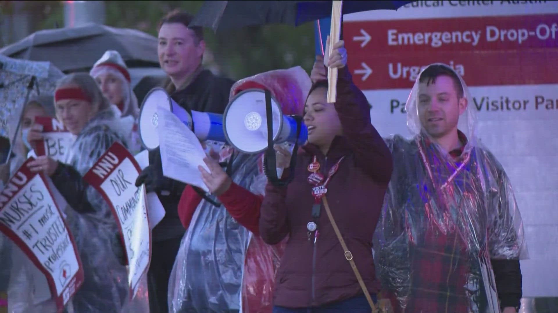 The nurses are protesting for better pay, safer working conditions and more resources.