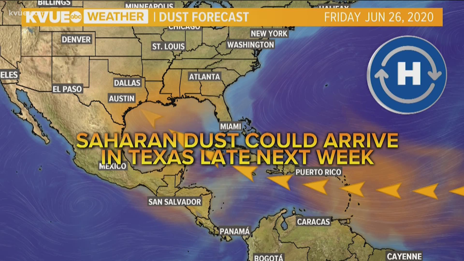 A strong jet stream is bringing a large cloud of dry dust from the Sahara Desert to the Atlantic Ocean. Here's how Texas will be impacted.
