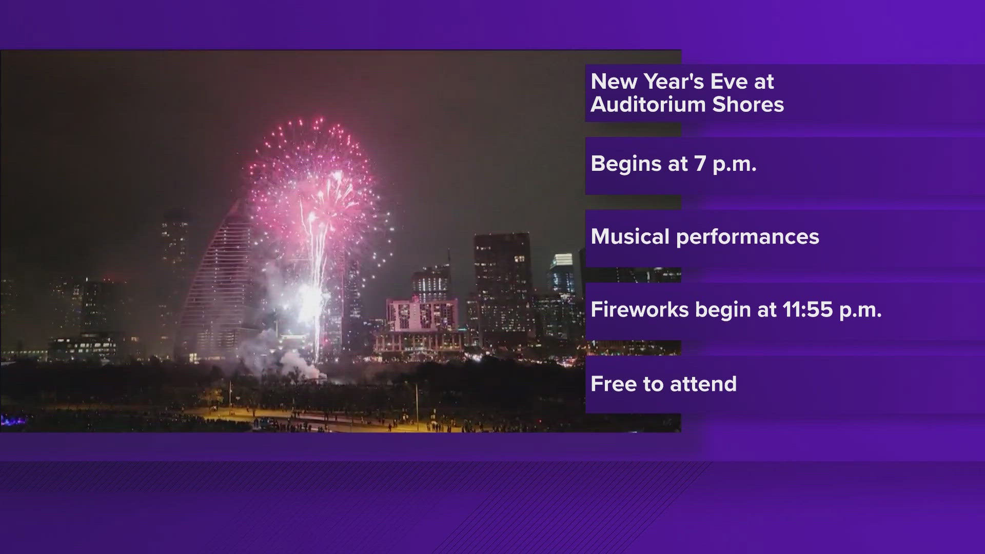 Third Eye Blind will headline the celebration at Auditorium Shores with other musicians taking part throughout the night.