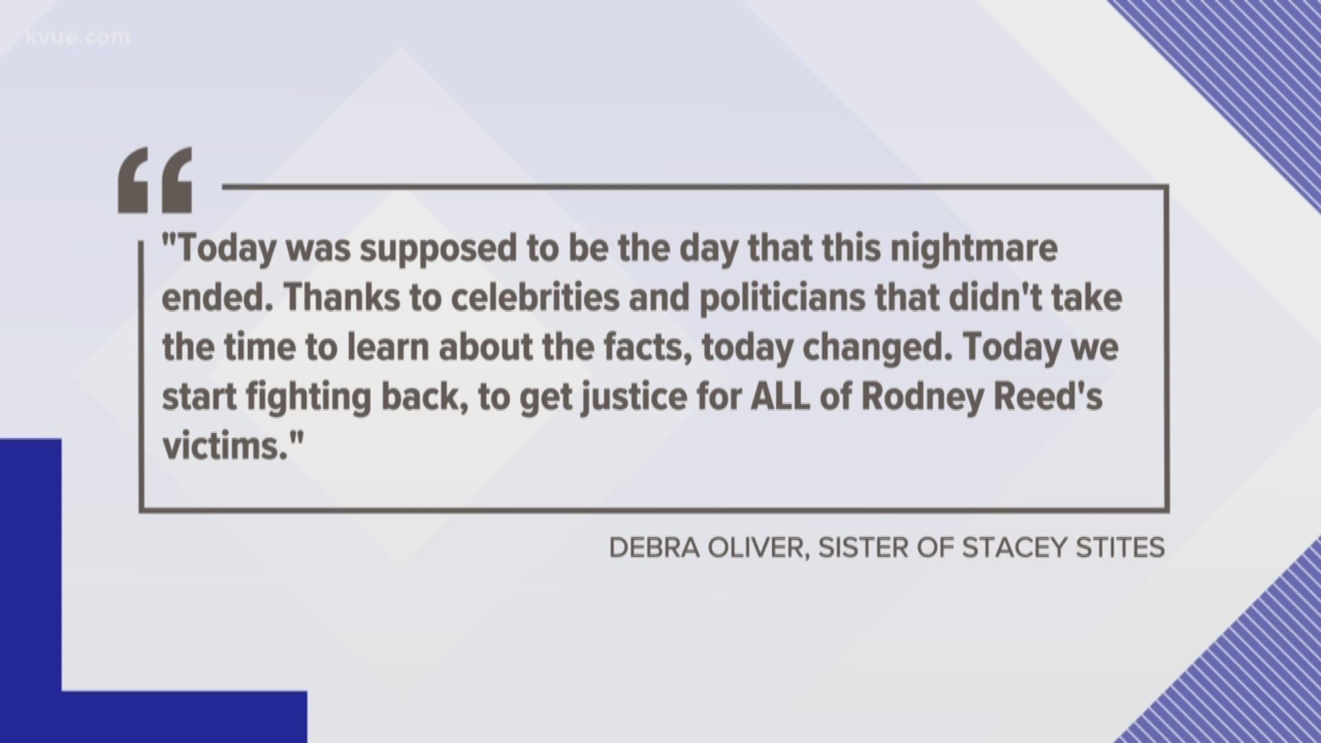 Debra Oliver, Stites's sister, believes Reed is responsible for her sister's death.